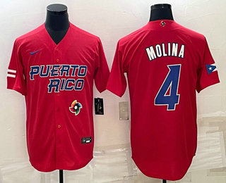 Men's Puerto Rico Baseball #4 Yadier Molina 2023 Red World Baseball Classic Stitched Jersey,We sell and wholesale Men's Puerto Rico Baseball #4 Yadier Molina 2023 Red World Baseball Classic Stitched Jersey on line form chian!